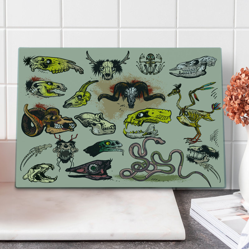 Ambesonne Animal Cutting Board Large Size Skeleton Gothic Multicolor
