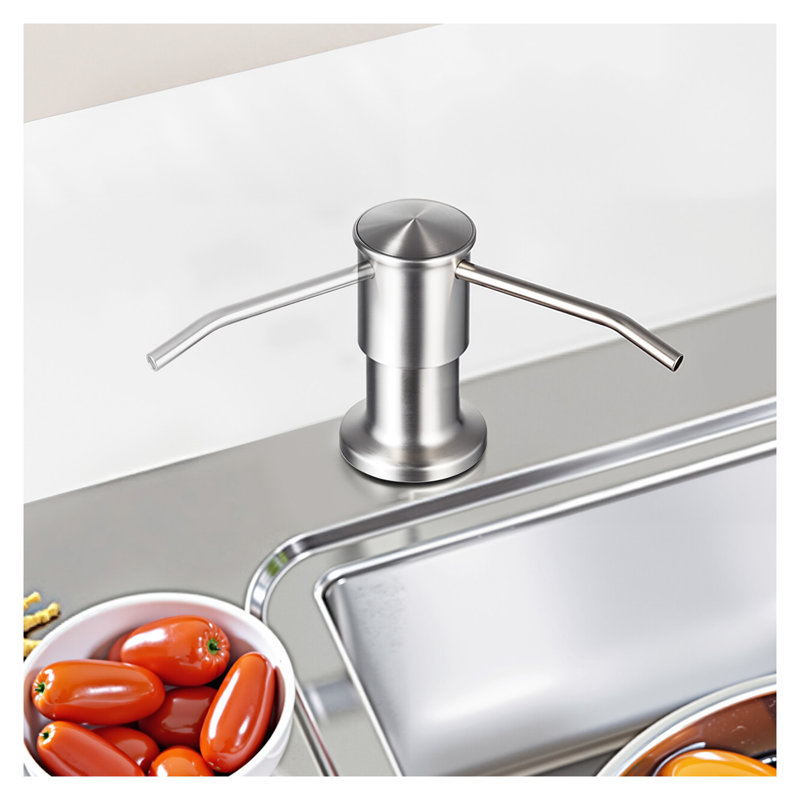 Brushed Nickel Built-in Soap Dispenser for Kitchen Sink - Stainless Steel Countertop Pump with 47" Extension Tube