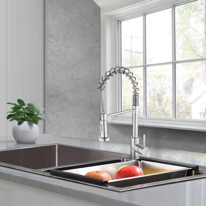 Pull Down Single Handle Kitchen Faucet, Brushed Nickel