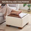 Repose-pieds de rangement carré 23,2 po avec plateau en bois-374651861-383384377