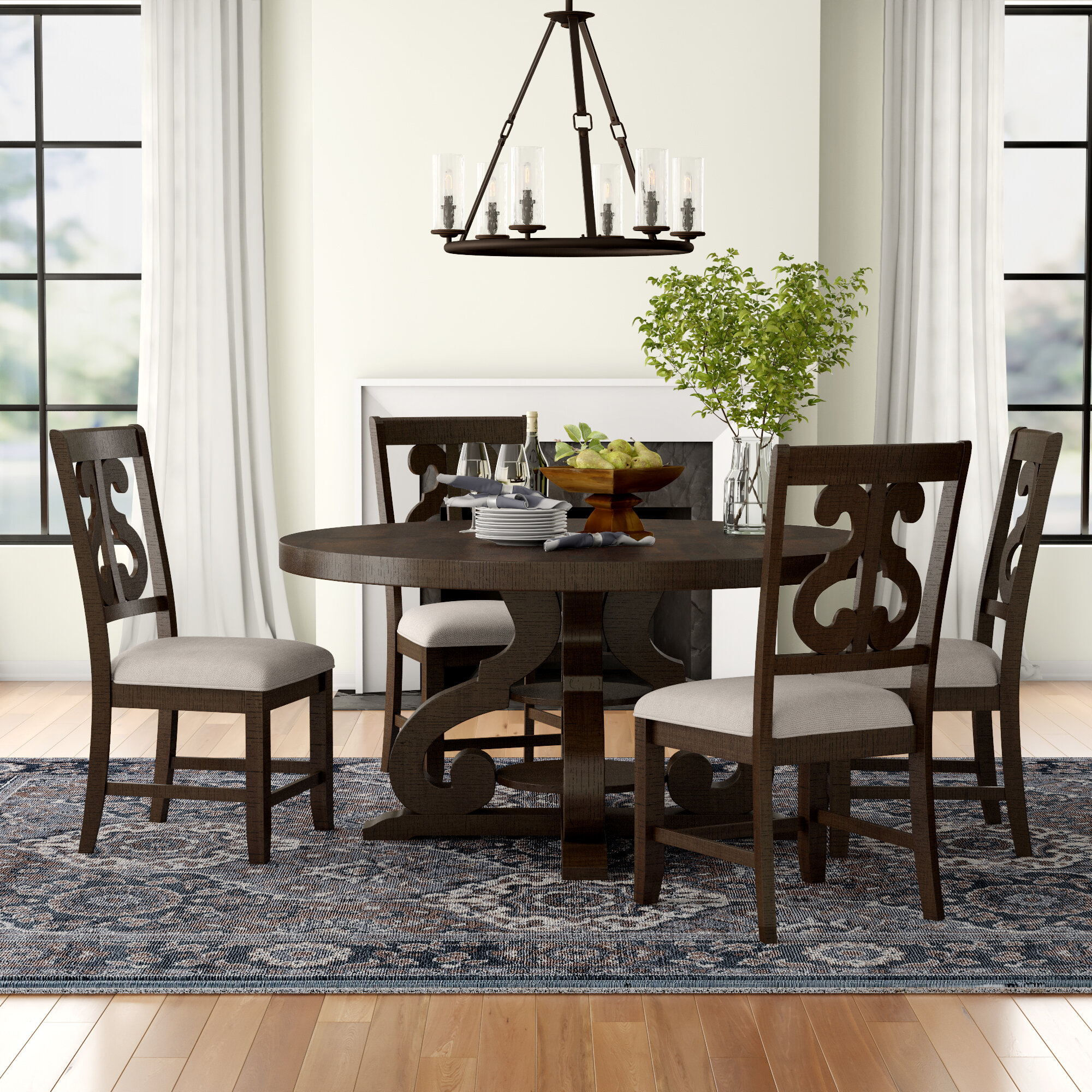 Lark Manor Anosha 5 - Piece Pedestal Dining Set & Reviews | Wayfair