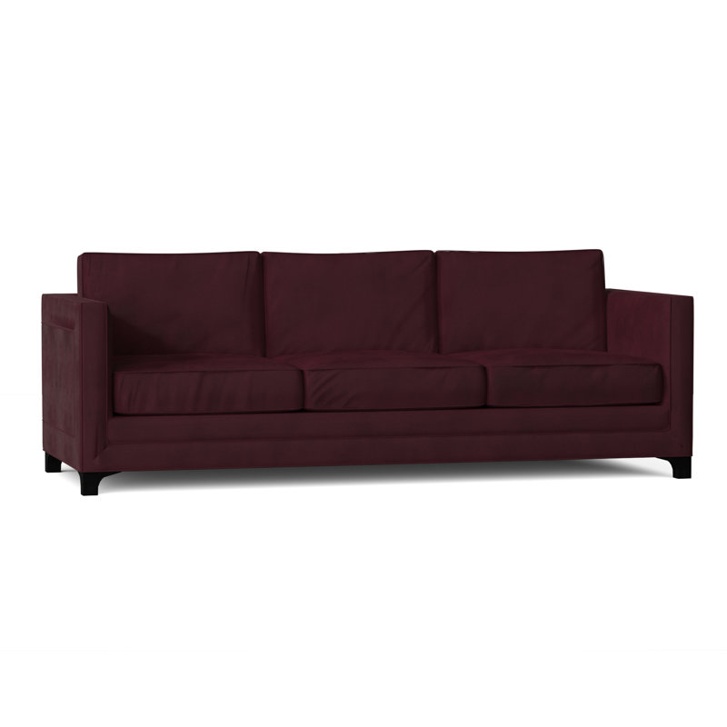 Canapé à accoudoirs carrés en mélange de polyester 95 po Manhattan avec coussins réversibles Manhattan, Velours bourgogne