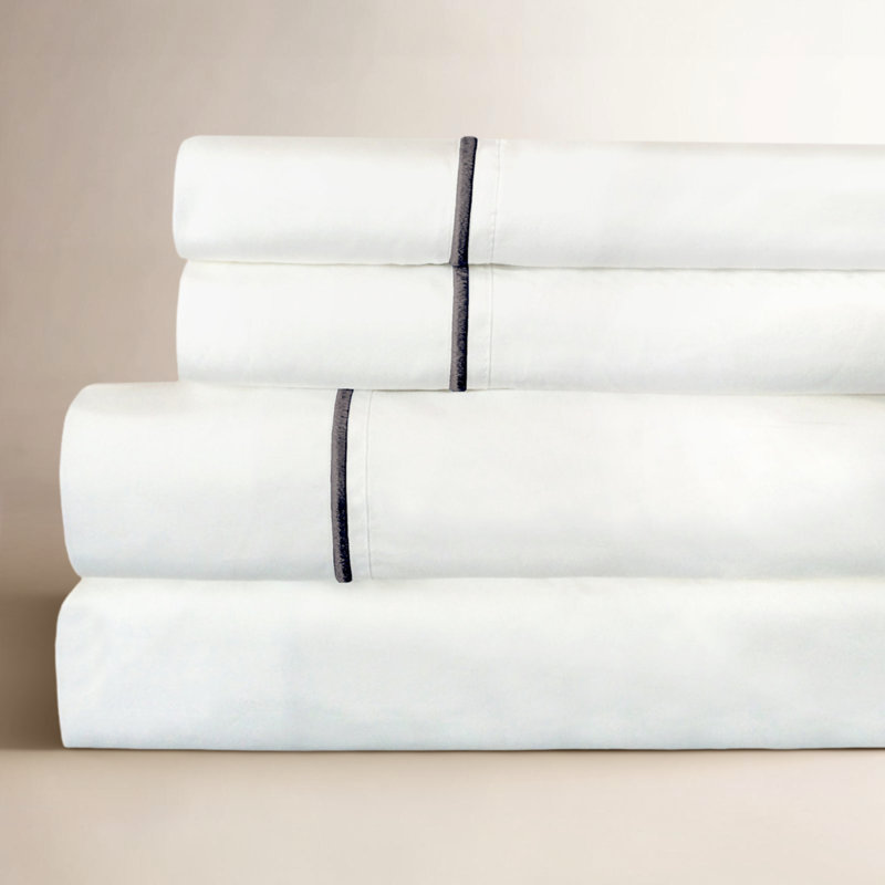 Benin Sheet Set, Queen Sheet Set + Fitted Sheet + 2 Pillowcases, Charcoal