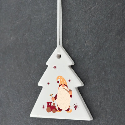 Xmas Gnome Festive Gonk Toymaker Tree Shaped Ceramic Ornament