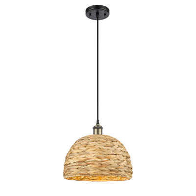 Luminaire suspendu en corde de rotin tissé 1 lumière Malaga