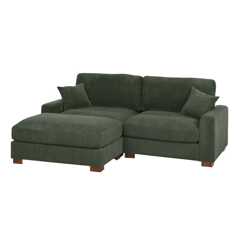 3-Pieces Modular Sofa With Ottoman, Green