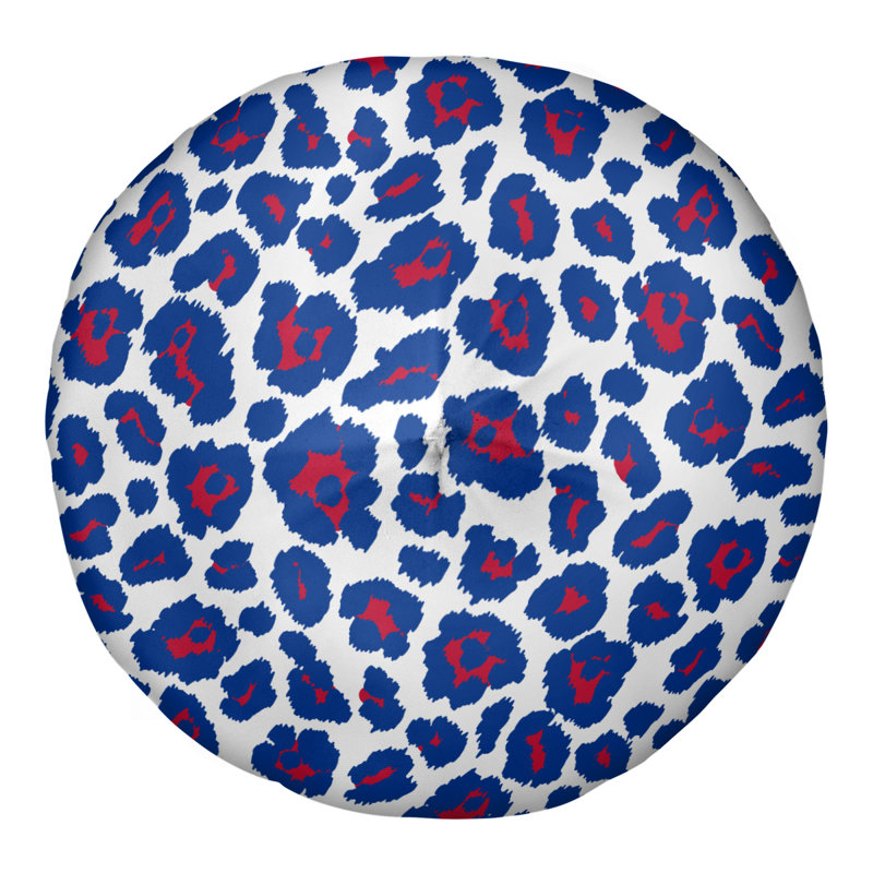 Housse et insert de coussin touffeté rond, H 30 po x l 30 po x P 4 po, Blanc / Bleu / Rouge