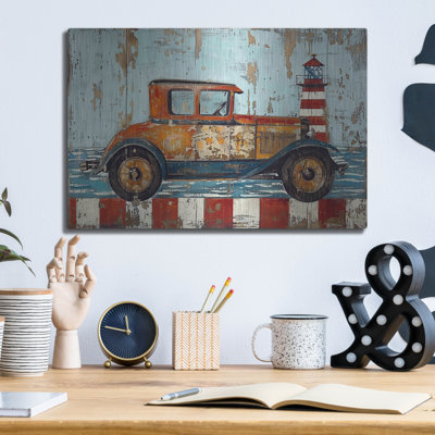 Art mural en métal «Vintage Car With Headlight» par Momart