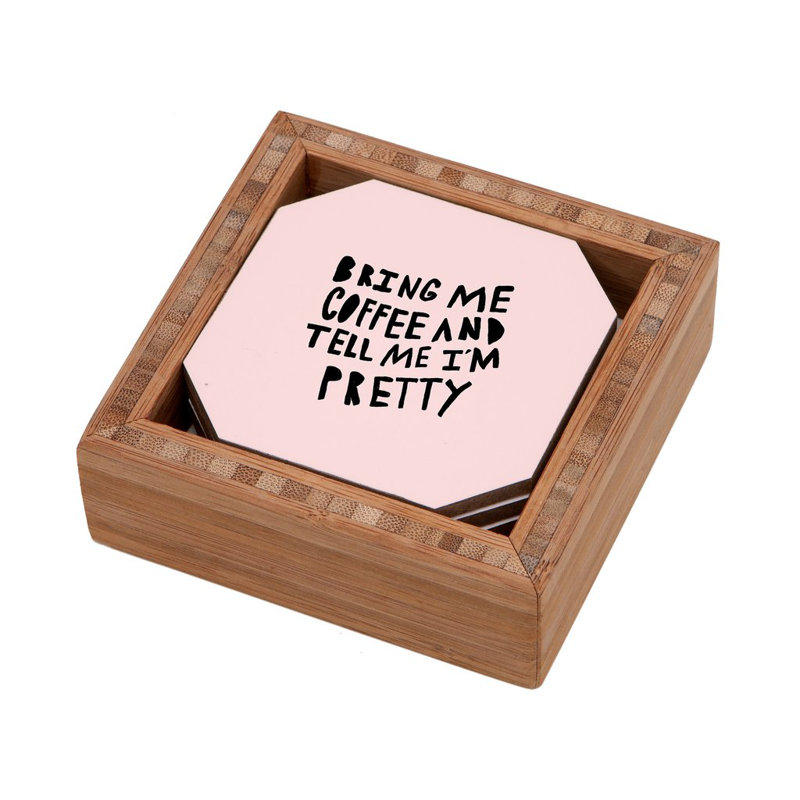 Wood 4 Piece Coaster Set