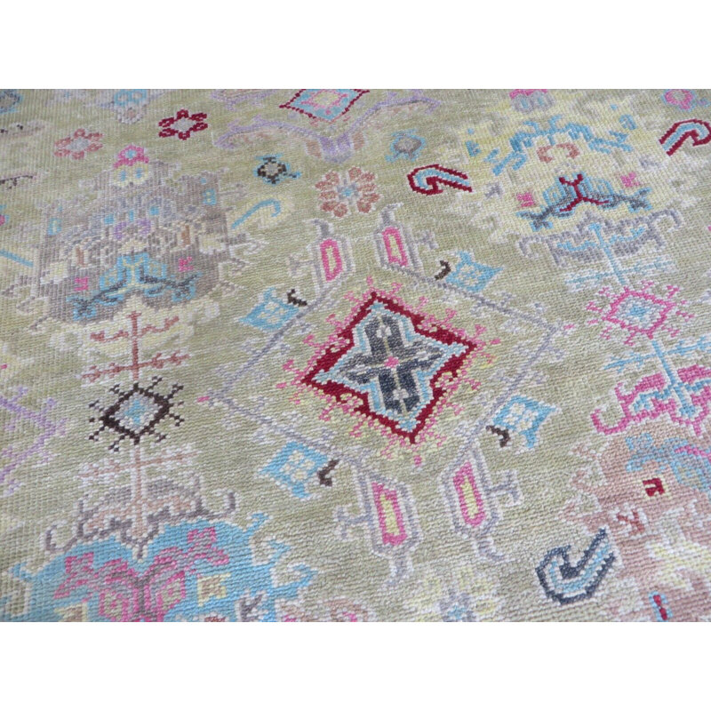 Tapis oriental vert sauge noué à la main 8 pi 11 po x 11 pi 9 po 0E3B7D870D644D0DA1A2407FA00AFE42
