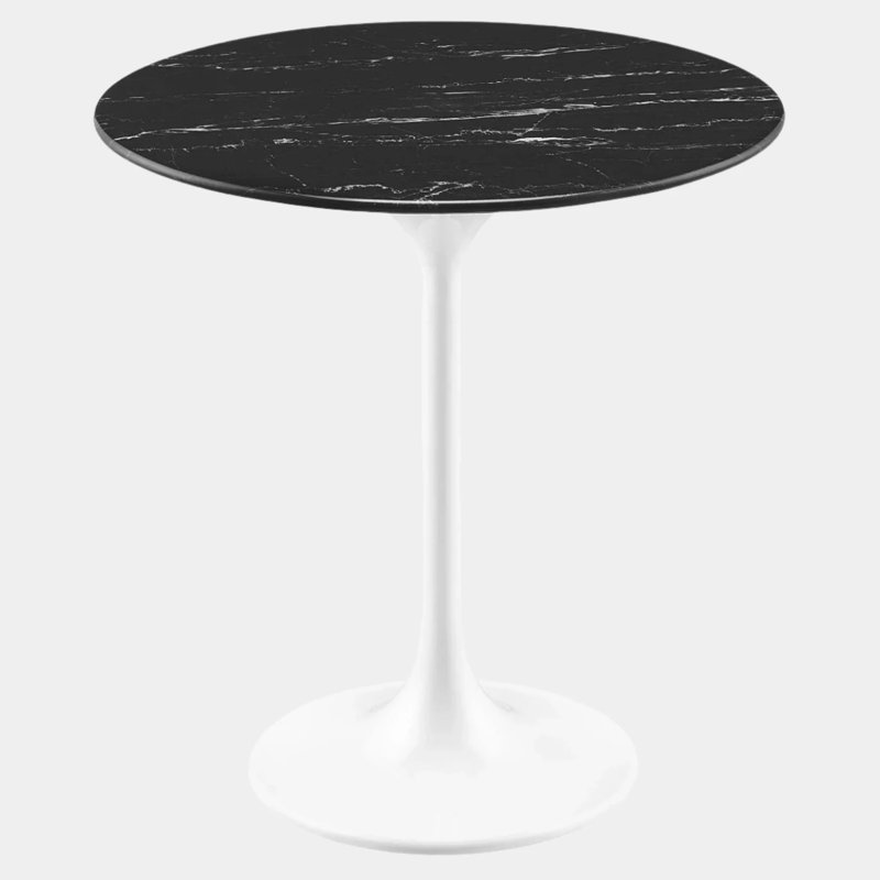 Table d'appoint ronde en marbre artificiel Lippa, Noir, Blanc