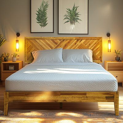Sierra Solid Wood Bed Frame with Adjustable Headboard / Handcrafted Platform Bed