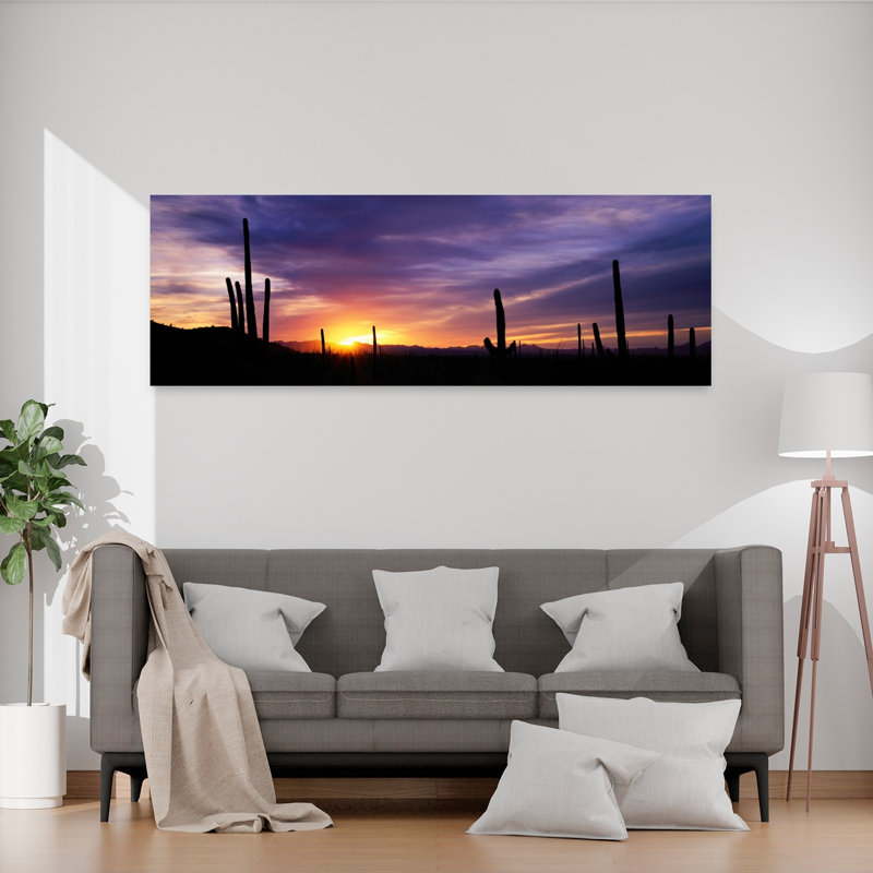 Desert Sunset Saguaro National Park Arizona by David L Brown - Wrapped Canvas Panoramic Print, 50.8 cm H x 152.4 cm W