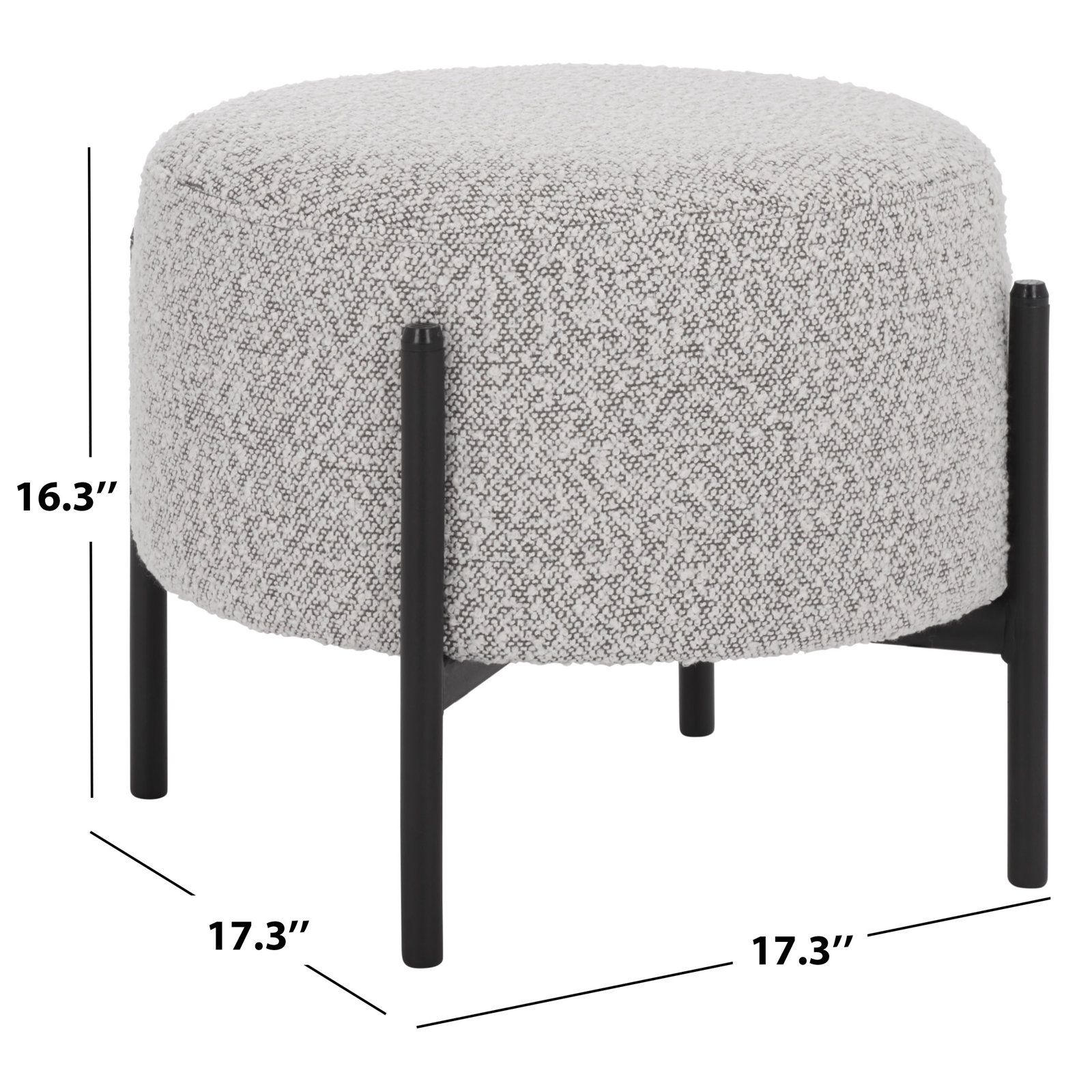 Leyton 17" Ottoman, Light Gray Boucle