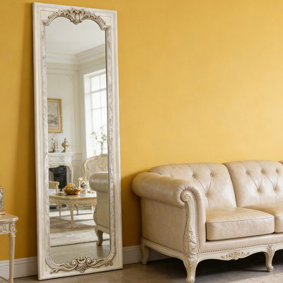 Miroir pleine grandeur, miroir mural pleine longueur rétro, sculpté à la main