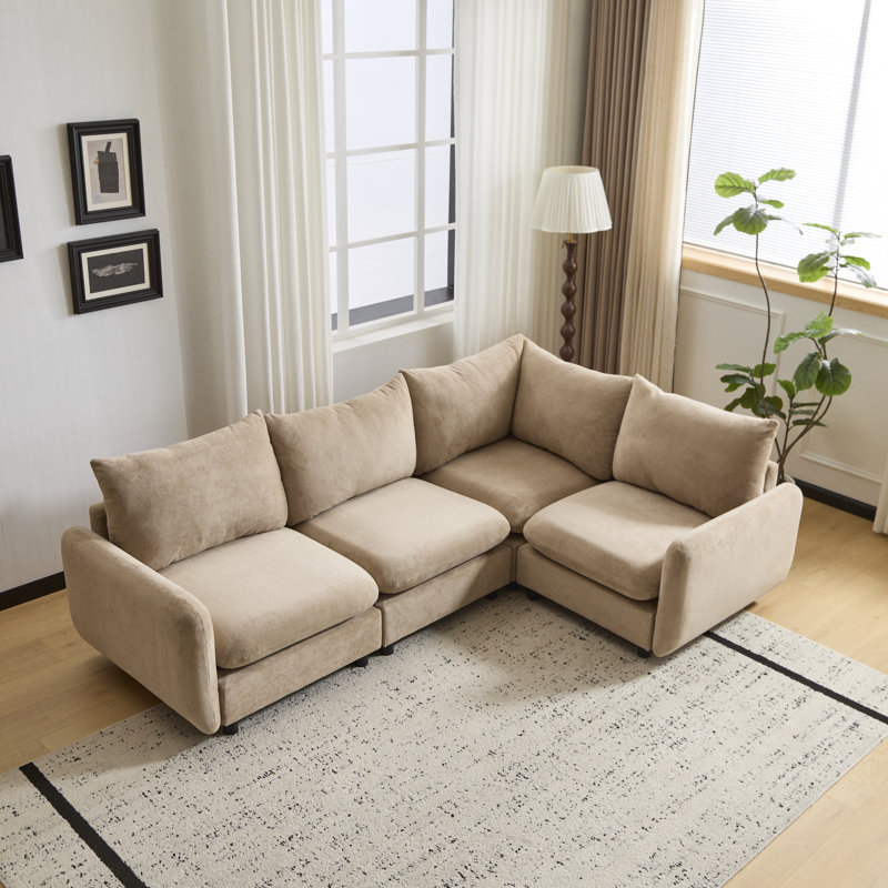 Ryder Modular Sectional Sofa, 34" H x 99.5" W x 69" D, Nomad Polyester Blend