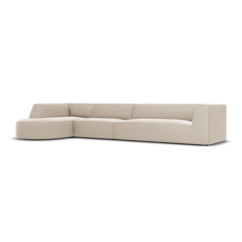 Adoraim 6 Seater Velvet Sofa & Chaise, Beige, Left Hand Facing