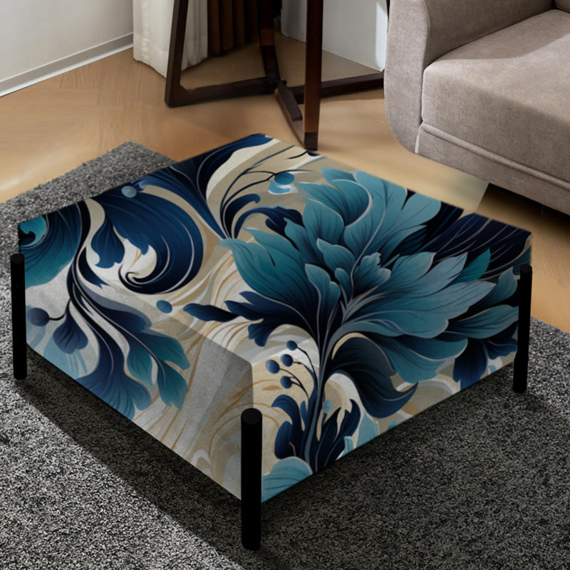 Motif floral de style nautique maritime - repose-pieds carré Cottage