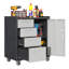 Armoire de rangement robuste pour outils en métal avec roues - Armoire de rangement pour outils pour le garage, le bureau et la maison, noir / gris