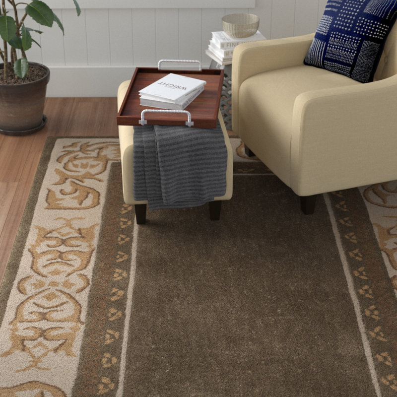 Tapis olive / ivoire Pelagios, Rectangle 6 pi x 9 pi