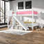 Lit double au dessus d'un lit double avec rangement, lit superposé en bois aggloméré, chambre d'enfant moderne