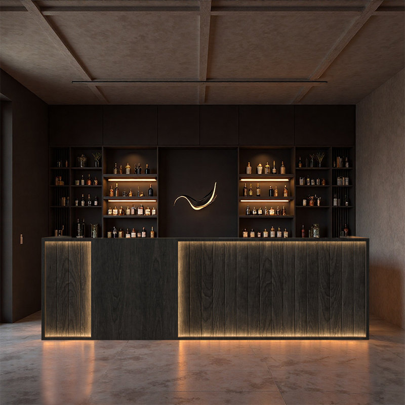 Comptoir de bar de style élégant - Multi-usage classique pour bars, bars, pubs et salles de divertissement, Noir