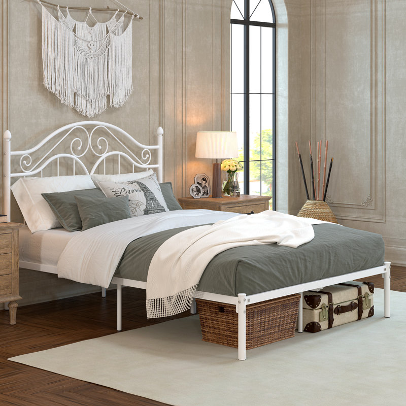 Lit plateforme Alecia, Blanc, Double