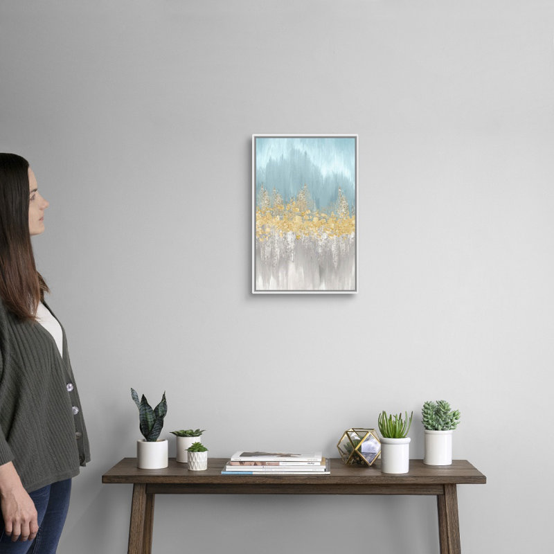 "Neutral Wave longueurs I" par Eva watts, reproduction d’art sur toile, Cadre blanc, H 20 po x l 14 po x P 1,75 po