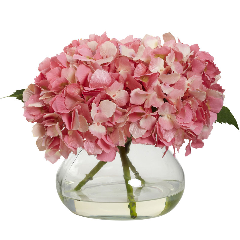 Arrangement floral d'hortensias en fleurs dans un vase, Petit, Rose