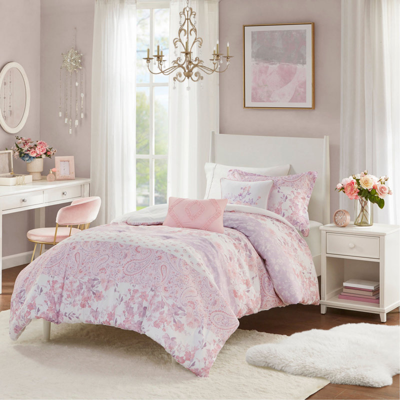 Ensemble d'édredon floral à motif cachemire, Twin Comforter + 3 Additional Pieces