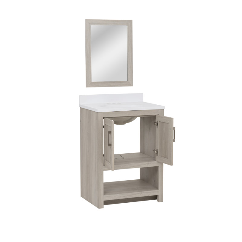 Coiffeuse 24 po avec miroir Stovall, Blanc