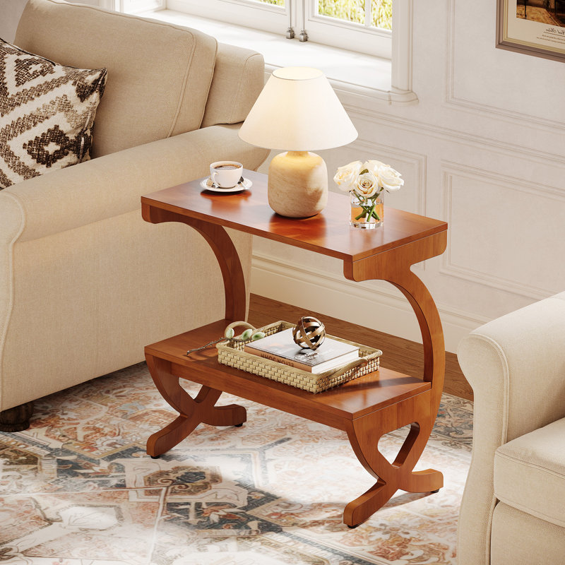 Solid Wood Cross Legs End Table, 1