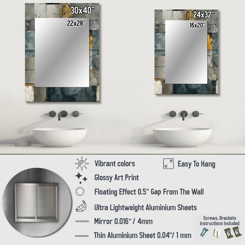 Hedya - Modern Rectangular Wall Mirror, 32 po x 24 po