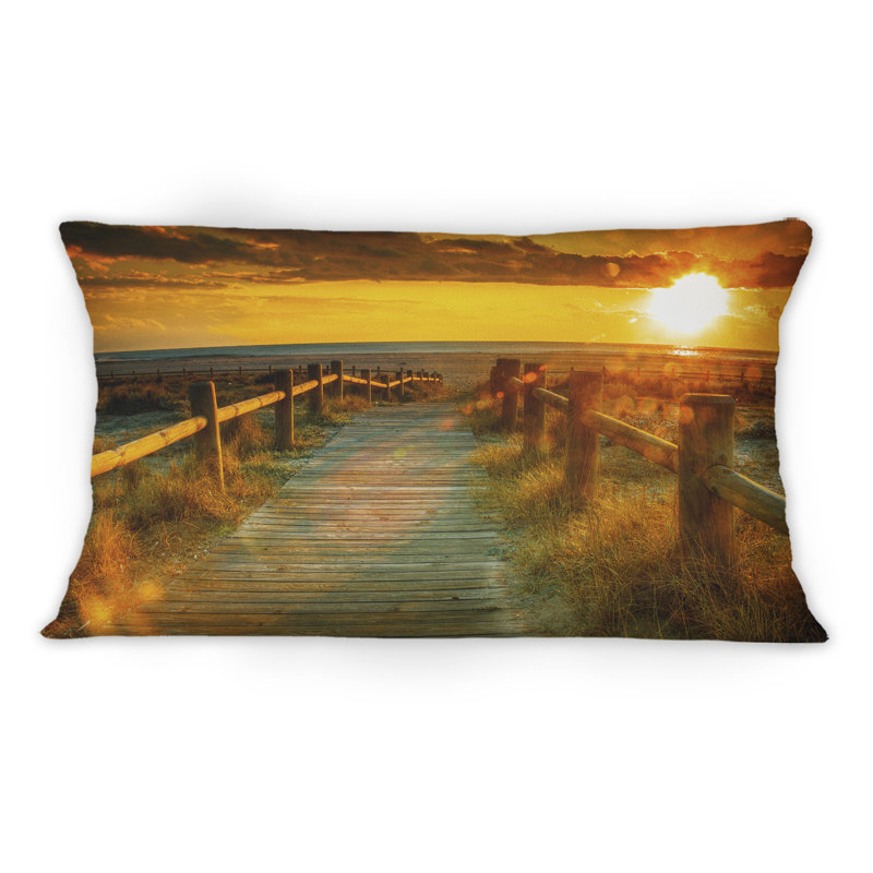 Coussin décoratif Warm Sunset By The Beachside - imprimé nautique et côtier