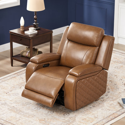 Fauteuil inclinable électrique 36,2 po à deux moteurs avec revêtement en cuir véritable de qualité supérieure