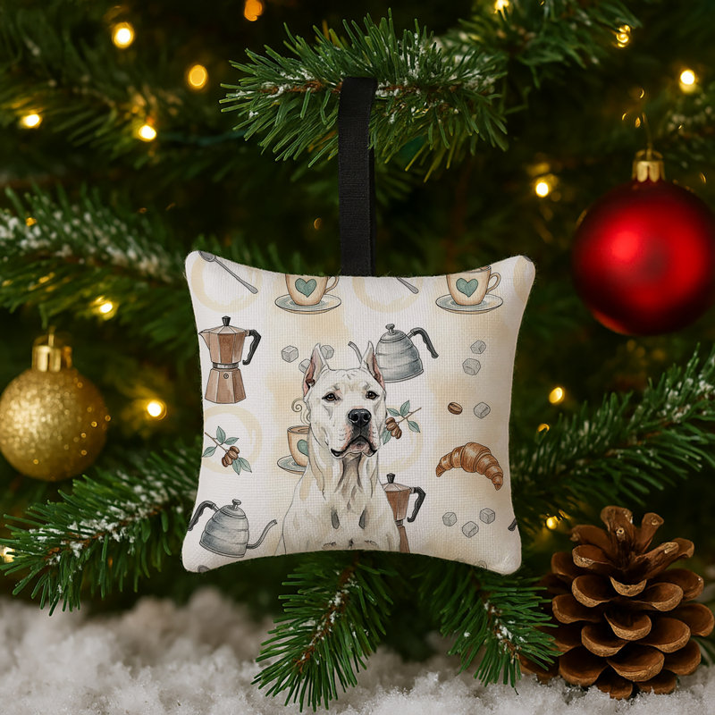 Ornement carré en tissu Dogo Argentino, Dogue argentin