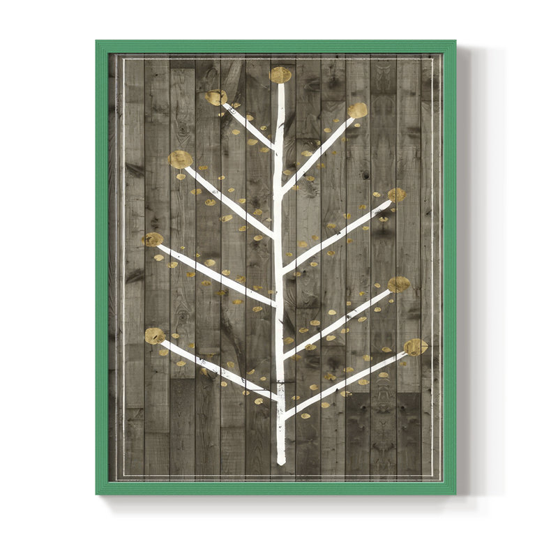 Impression encadrée Wooded White Christmas Collection B - Bois massif, H 21 po x l 17 po, Vert