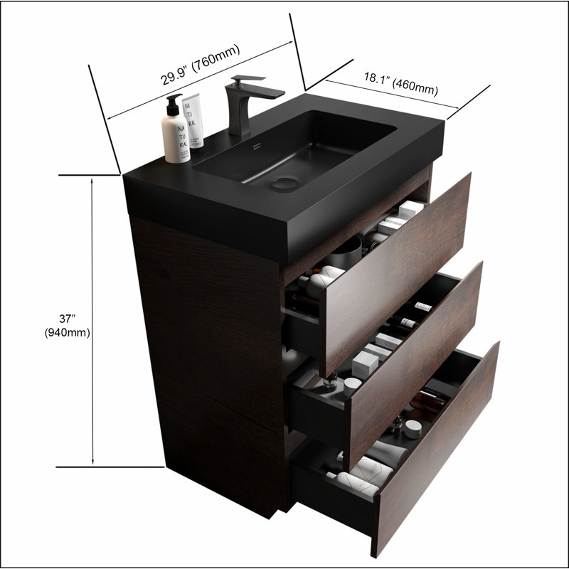 Meuble-lavabo autoportant avec grand lavabo et rangement