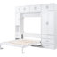 Lit blanc avec tablettes et armoires - Lit double économe en espace, avec casiers, armoires et construction fiable