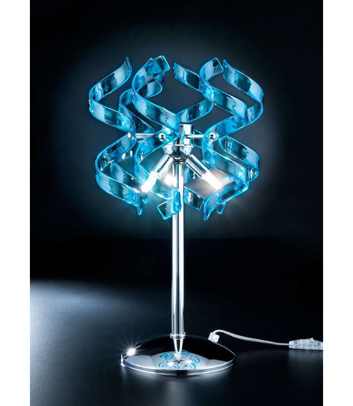 Astro Metal Novelty Lamp, Blue Glass, Chrome