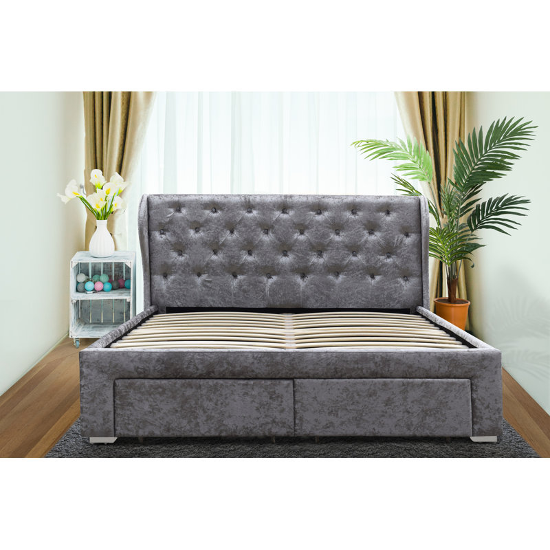 Upholstered Double (4'6) Velvet Drawers Bed, Double (4'6)