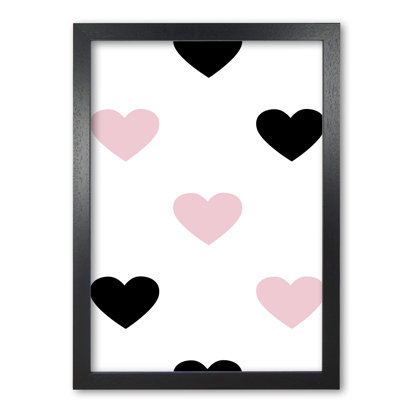 Pink And Black Hearts - Painting