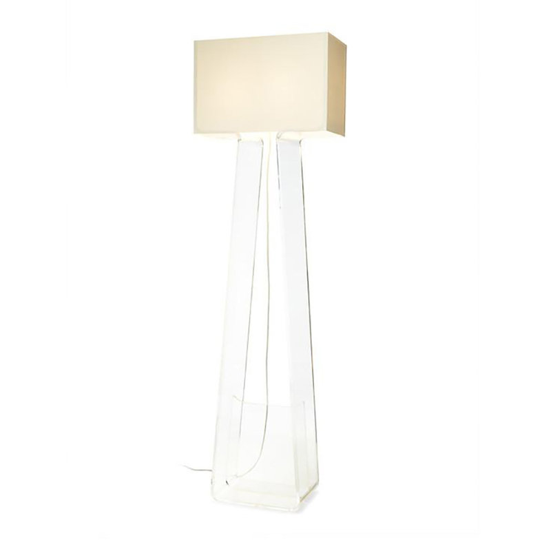 Tube Top Table Lamp, 14" H x 9.5" W x 4.5" D, Clear/White