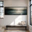«Misty Blue Abstract Seascape Light Reflection Horizon», reproduction d'art encadrée-1924497004-1924497001