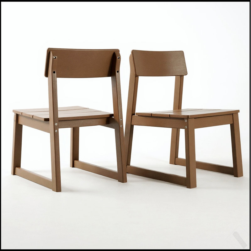 Ensemble de 2 chaises de salle à manger intérieures / extérieures en PEHD gris, toutes saisons avec dossier moderne pour des sièges durables et élégants