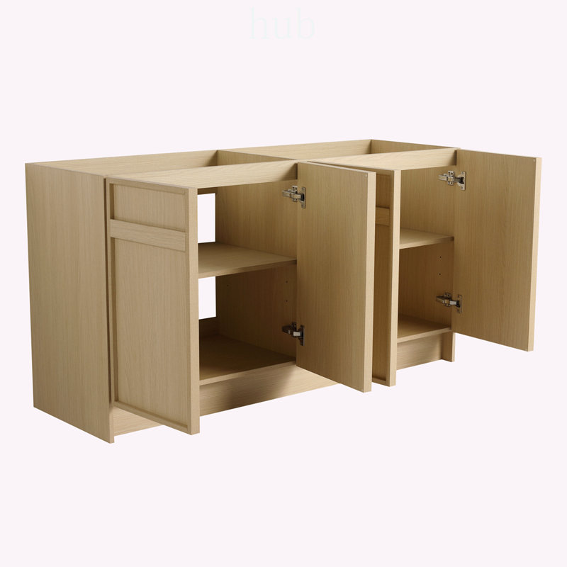 Meuble-lavabo autoportant de 60 pouces avec 4 portes d'armoire à fermeture en douceur, grand espace de rangement et design intemporel pour les salles de bains modernes.