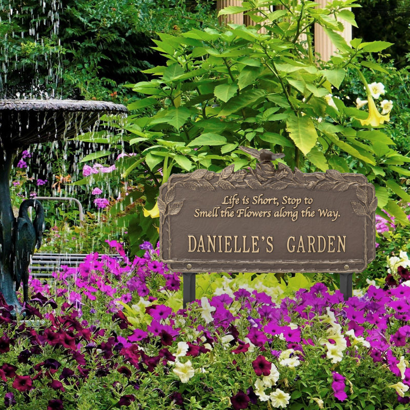 Plaque de jardin papillon avec citation rose, Bronze/Doré, Oui