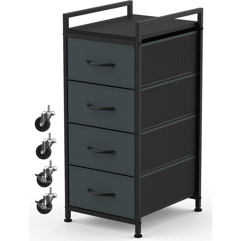 Commode à 4 niveaux avec armoire et armoire à tiroirs, Brun / Noir