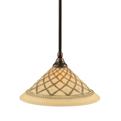 Mini-luminaire suspendu avec tige en verre glacé chocolat 12 po