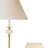 Set Of Three 64" Gold And White Ceramic Bedside Floor And Table Lamp Set With Off White Empire Shade